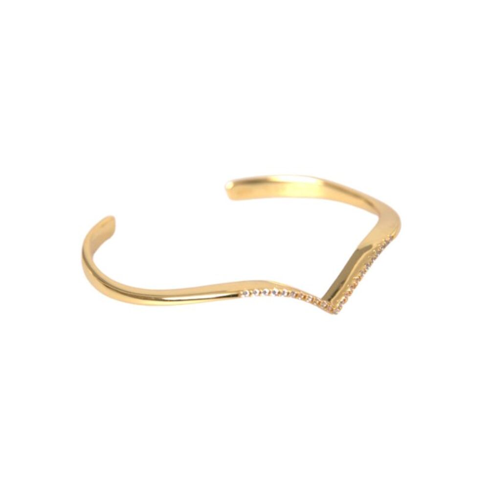 Nialaya Arched Wing Cuff Skyfall Gold CZ 925 Women's Bracelet